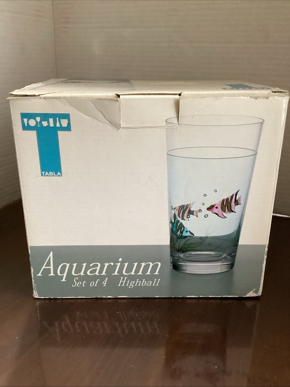 Tabla Highball Glasses Clear Aquarium 6” Set of 4, AG10, 2006